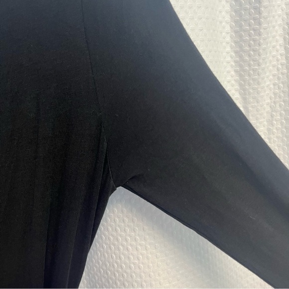 Lulu's Black Full Wrap Jersey Knit Maxi Dress medium - Picture 6 of 7